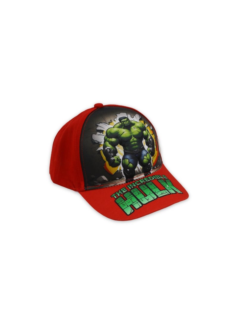 Boys Cap – Red with Hulk Print - Image 1