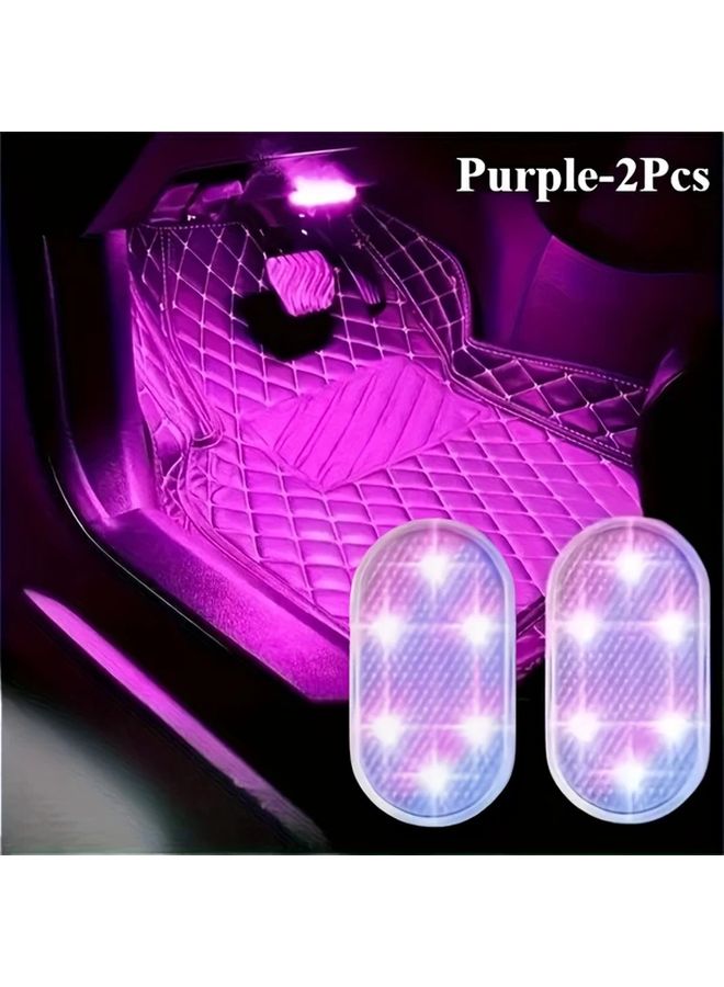 أرجواني 2 قطعة ضوء سيارة محيطي LED فائق السطوع يعمل باللمس وشحن عبر USB - Image 1