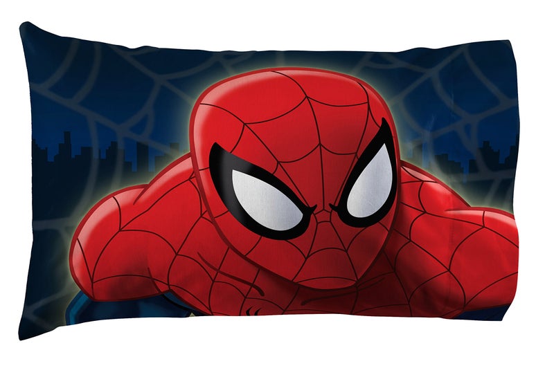 Jay Franco Kids Sheet Set with Fitted, Flat Sheets & Pillow Cover - Ultra-Soft Bedding with Pillowcase for Room Decor, Blue - Spiderman, 3 Piece Twin - Image 5