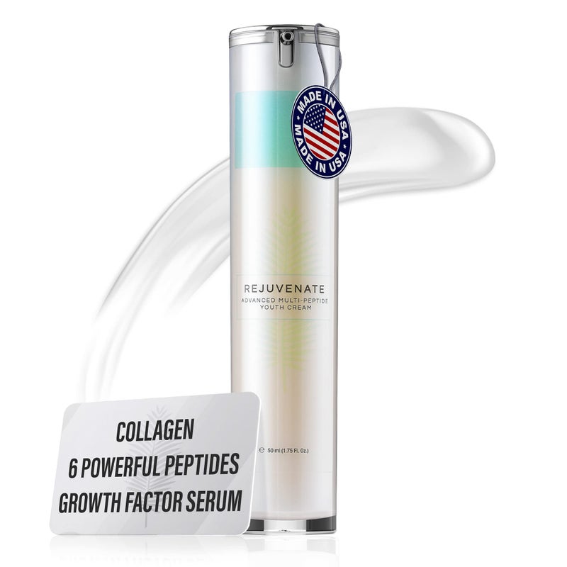REJUVENATE Growth Factor Cream - Ultimate Hydrating Face Cream Moisturizer, Multi-Peptide Cream w/Collagen Stimulators for Firm, Youthful Skin - Diminish Fine Lines, Wrinkles & Dark Circles, 50ml - Image 1