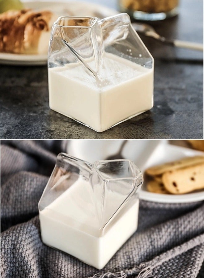 ShebSheb Carton-Shaped Water Glasses Milk Cup Box,Creative Transparent Square Mini Creamer Container Drinking Glasses  - Image 5