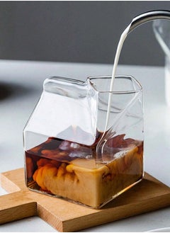 ShebSheb Carton-Shaped Water Glasses Milk Cup Box,Creative Transparent Square Mini Creamer Container Drinking Glasses  - Image 1