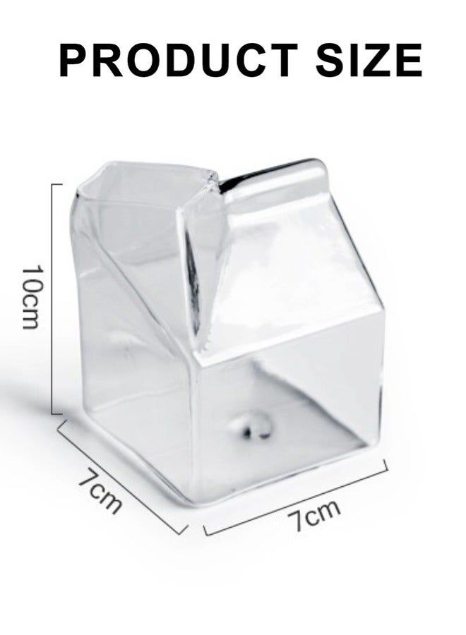 ShebSheb Carton-Shaped Water Glasses Milk Cup Box,Creative Transparent Square Mini Creamer Container Drinking Glasses  - Image 2