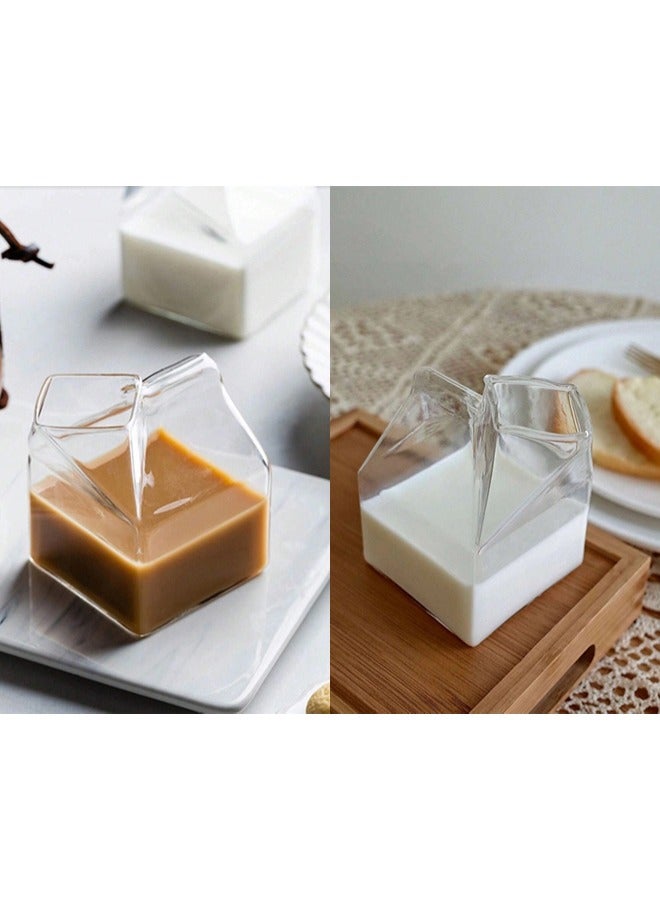 ShebSheb Carton-Shaped Water Glasses Milk Cup Box,Creative Transparent Square Mini Creamer Container Drinking Glasses  - Image 4