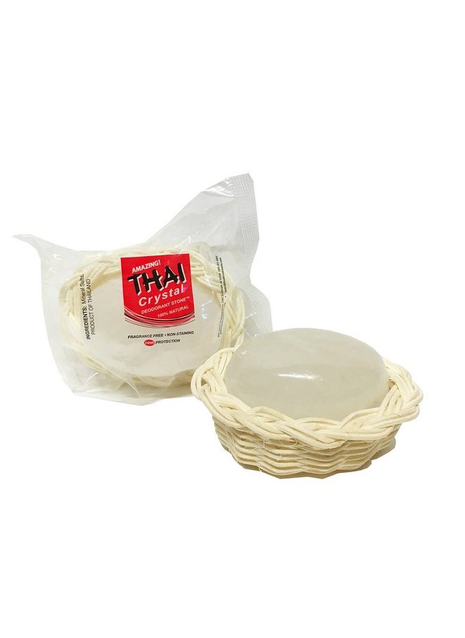 Thai Deodorant Stone - Thai Crystal Deodorant Stone in Decorative Basket, Unscented, 3.5 Ounce - Image 1