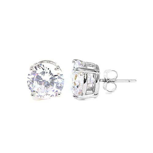 Me Plus Stainless Steel Round Cut Cubic Zirconia Stud Earrings With Clear Case - Gold, Silver (3mm~12mm) (10mm-Silver) - Image 3