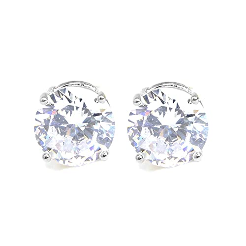 Me Plus Stainless Steel Round Cut Cubic Zirconia Stud Earrings With Clear Case - Gold, Silver (3mm~12mm) (10mm-Silver) - Image 1