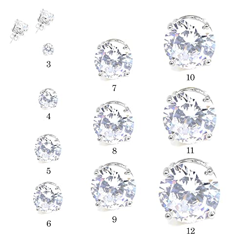 Me Plus Stainless Steel Round Cut Cubic Zirconia Stud Earrings With Clear Case - Gold, Silver (3mm~12mm) (10mm-Silver) - Image 2
