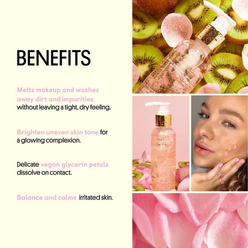 Winky Lux Petal Cleanser, Gentle Daily Facial Cleanser, Rose Water Facial Wash, Makeup Remover, Glycerin & Vitamin C Face Wash Brightens and Balances Dry Sensitive Skin - Image 3