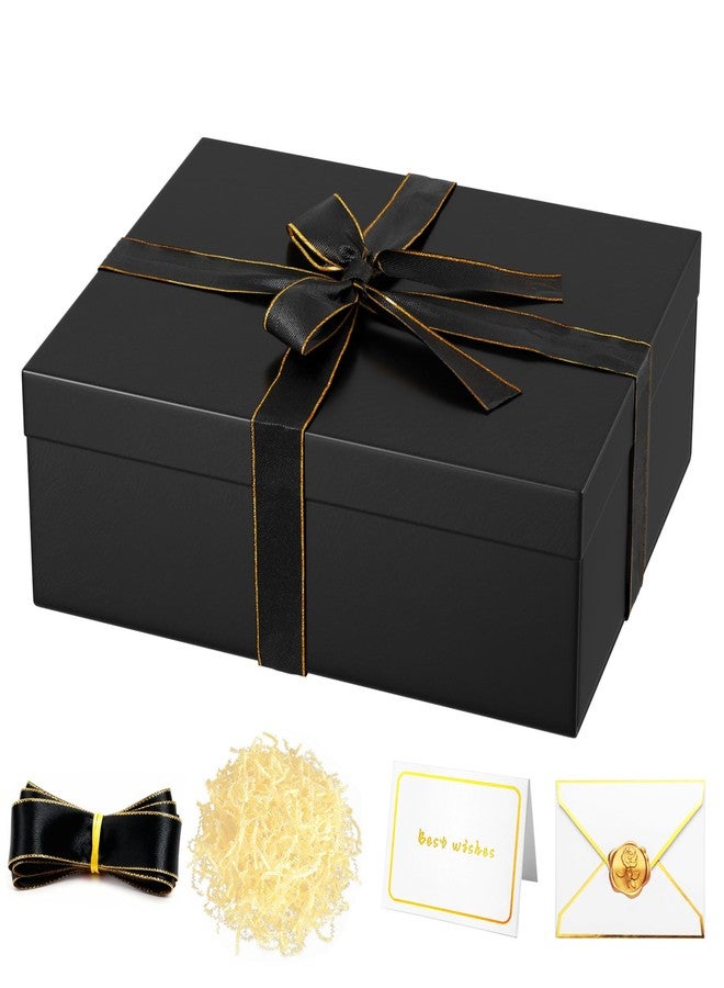 JOYIT Black Gift Box 16.5''x13''x5.5'' - Large Gift Boxes with Lid for Presents Packaging, Birthday, Christmas, Wedding, Anniversary, Big Gift Box with Ribbon, Shred Filler, Card, Wax Seal (Black) - Image 1
