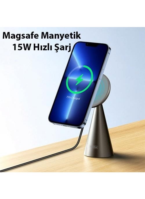 Coofbe - 3in1 Magsafe Compatible 15W Desktop Wireless Charger Car Charger Phone Holder Iphone Charger - Image 1