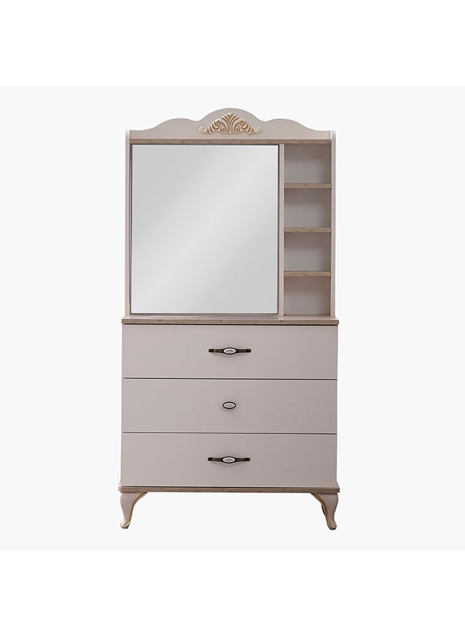 Home Box Meadow 3-Drawer Dresser With Mirror Storage and Shelves 87.2 x 166.8 x 43.4 cm  - Image 5