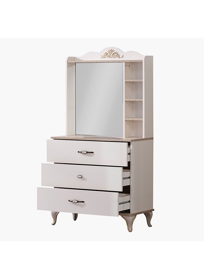 Home Box Meadow 3-Drawer Dresser With Mirror Storage and Shelves 87.2 x 166.8 x 43.4 cm  - Image 4