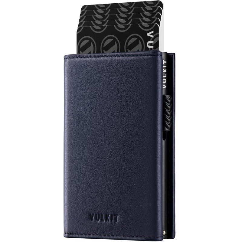 VULKIT Card Holder Wallet with Coin Pocket Magnetic Closure Pop Up Cards With ID Window Top Grain Leather Wallet for Cash & Credit Cards - Image 1