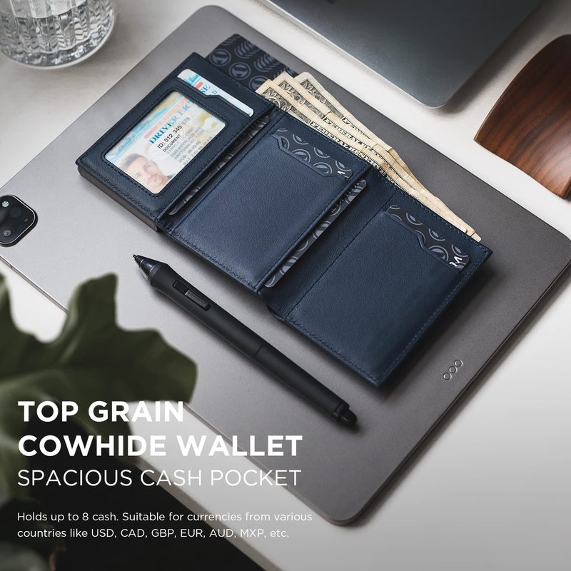VULKIT Card Holder Wallet with Coin Pocket Magnetic Closure Pop Up Cards With ID Window Top Grain Leather Wallet for Cash & Credit Cards - Image 4