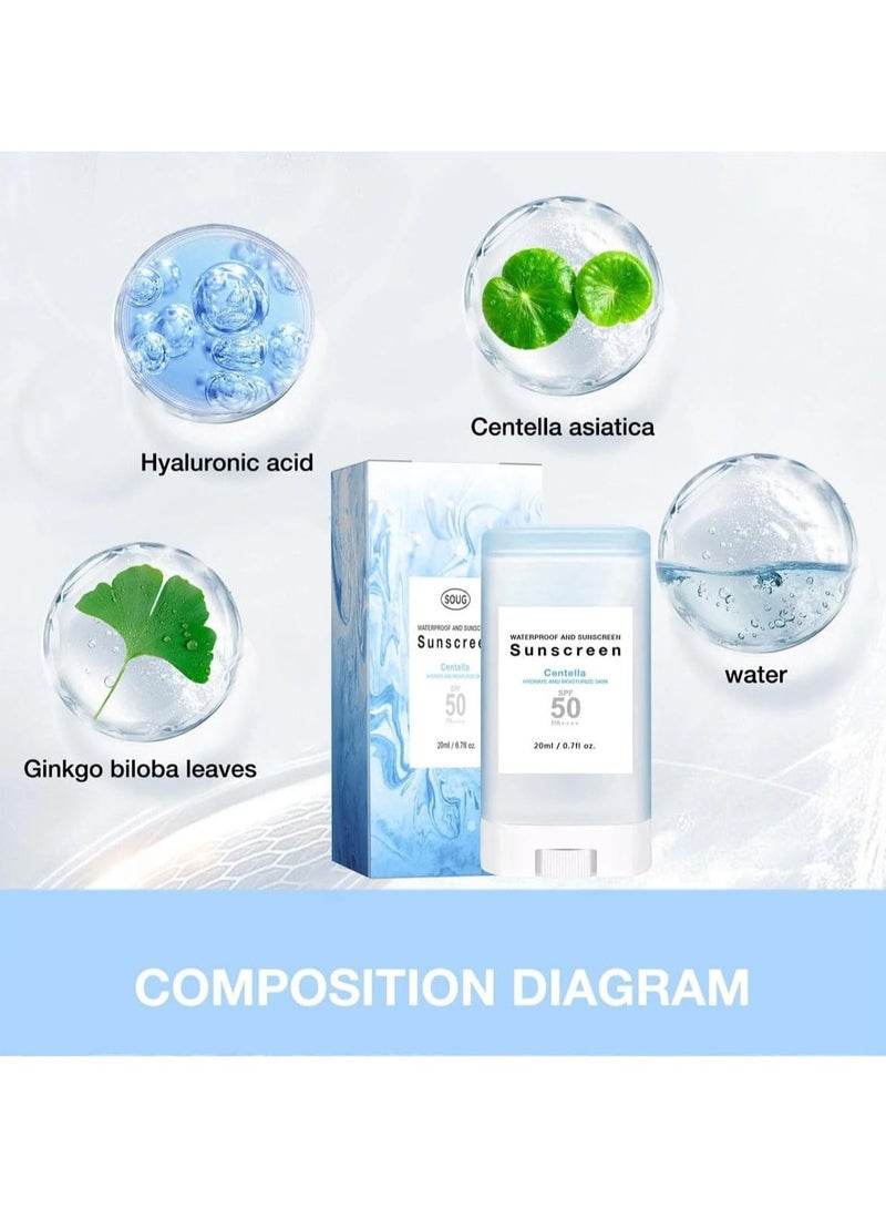 SOUG Face Sunscreen Stick Sunscreen Sun Stick SPF50+ PA++, Lightweight Sunscreen Stick Face Moisture Stick, No Sticky Refreshing Sun Stick Skin Sunscreen for All Skin Type - Image 3