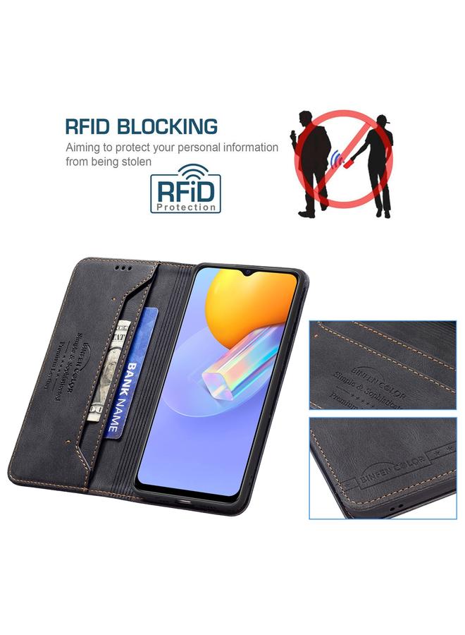 erorex Case For vivo Y51 2020 / Y51a / Y51s Magnetic RFID Blocking Anti-Theft Leather Case with Holder & Card Slots & Wallet - Image 5
