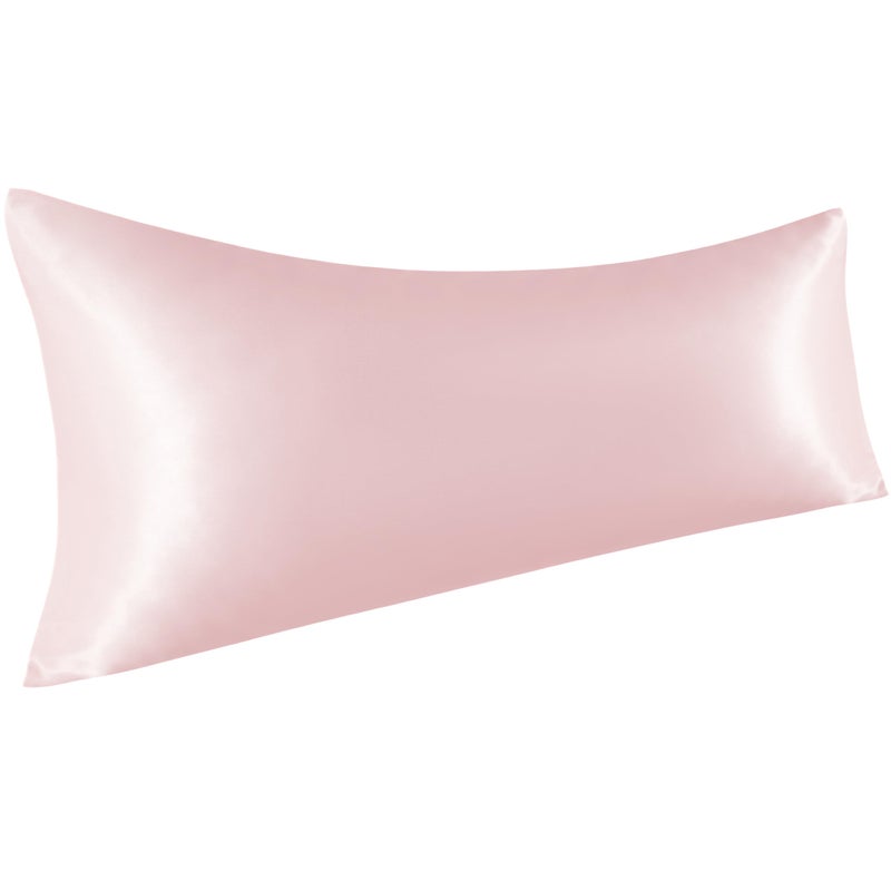 NTBAY Satin Body Pillowcase for Hair and Skin  Luxurious and Silky Pillow case with Envelope Closure  20x54 Inches  Light Pink - Image 1