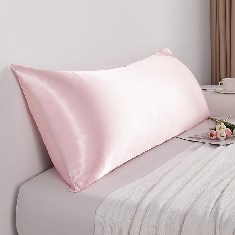 NTBAY Satin Body Pillowcase for Hair and Skin  Luxurious and Silky Pillow case with Envelope Closure  20x54 Inches  Light Pink - Image 2