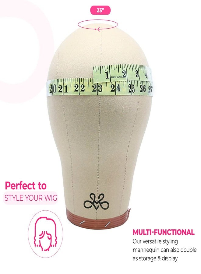 MILANO COLLECTION 23” Cork Mannequin Head with Canvas Cover for Making And Styling Wigs, DIY Wig Block, Includes Bag for Storage or Travel and 15 T-Pins, Fits Most Tripods, Clamps and Suction Stands - Image 5