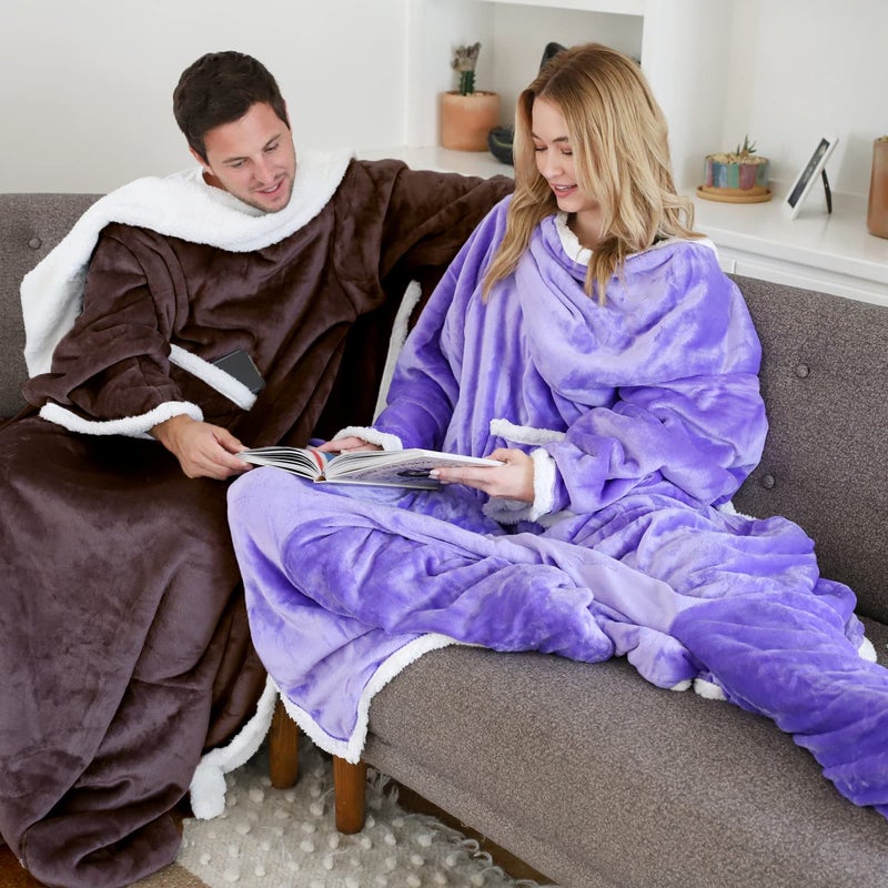 Catalonia Catalonia Sherpa Wearable Blanket with Sleeves Foot