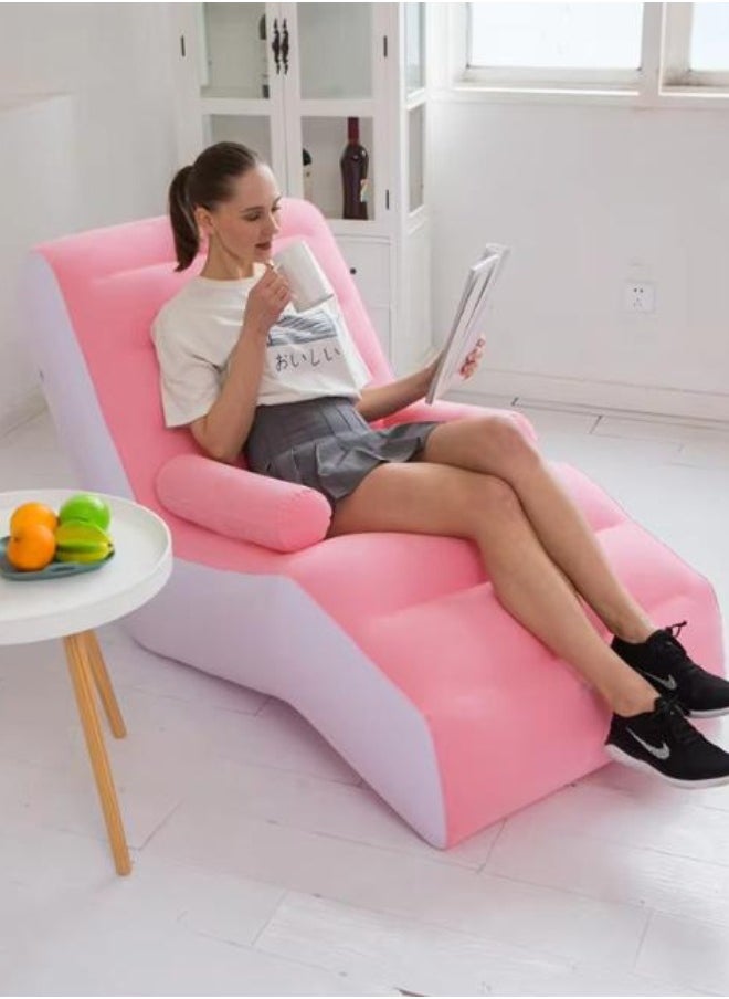 Executive LLC - Inflatable Sofa With Airpump - Comfortable, Portable, Quick-Inflate, Durable Design for Indoor and Outdoor Relaxation, Ideal for Small Spaces Like Bedroom and Living Room, Indoor Sofa Lounge with Handrails (Pink) - Image 1