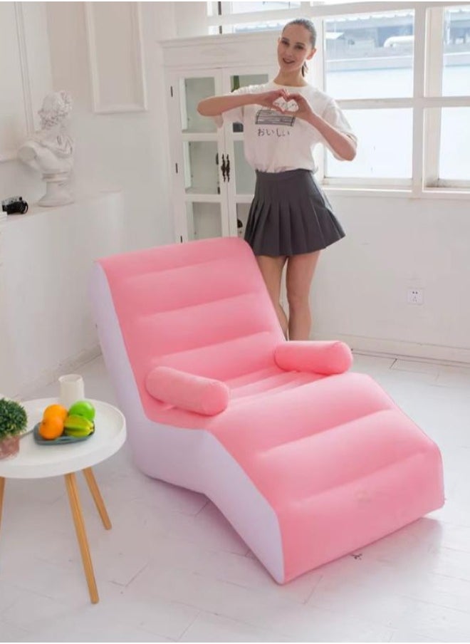 Executive LLC - Inflatable Sofa With Airpump - Comfortable, Portable, Quick-Inflate, Durable Design for Indoor and Outdoor Relaxation, Ideal for Small Spaces Like Bedroom and Living Room, Indoor Sofa Lounge with Handrails (Pink) - Image 1