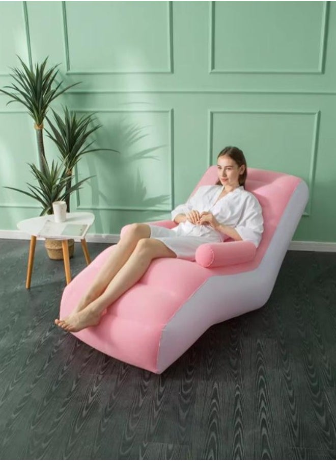 Executive LLC - Inflatable Sofa With Airpump - Comfortable, Portable, Quick-Inflate, Durable Design for Indoor and Outdoor Relaxation, Ideal for Small Spaces Like Bedroom and Living Room, Indoor Sofa Lounge with Handrails (Pink) - Image 1