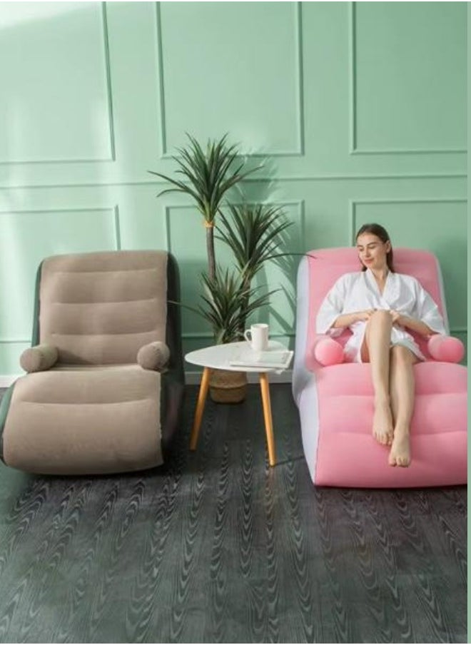 Executive LLC - Inflatable Sofa With Airpump - Comfortable, Portable, Quick-Inflate, Durable Design for Indoor and Outdoor Relaxation, Ideal for Small Spaces Like Bedroom and Living Room, Indoor Sofa Lounge with Handrails (Pink) - Image 1