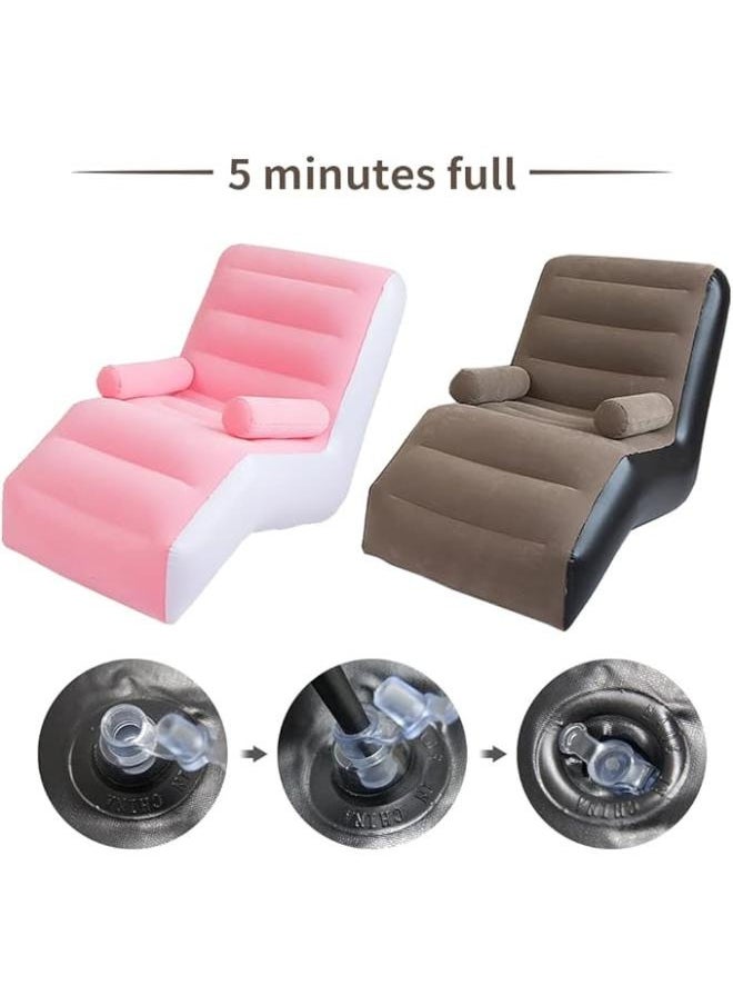 Executive LLC - Inflatable Sofa With Airpump - Comfortable, Portable, Quick-Inflate, Durable Design for Indoor and Outdoor Relaxation, Ideal for Small Spaces Like Bedroom and Living Room, Indoor Sofa Lounge with Handrails (Pink) - Image 1