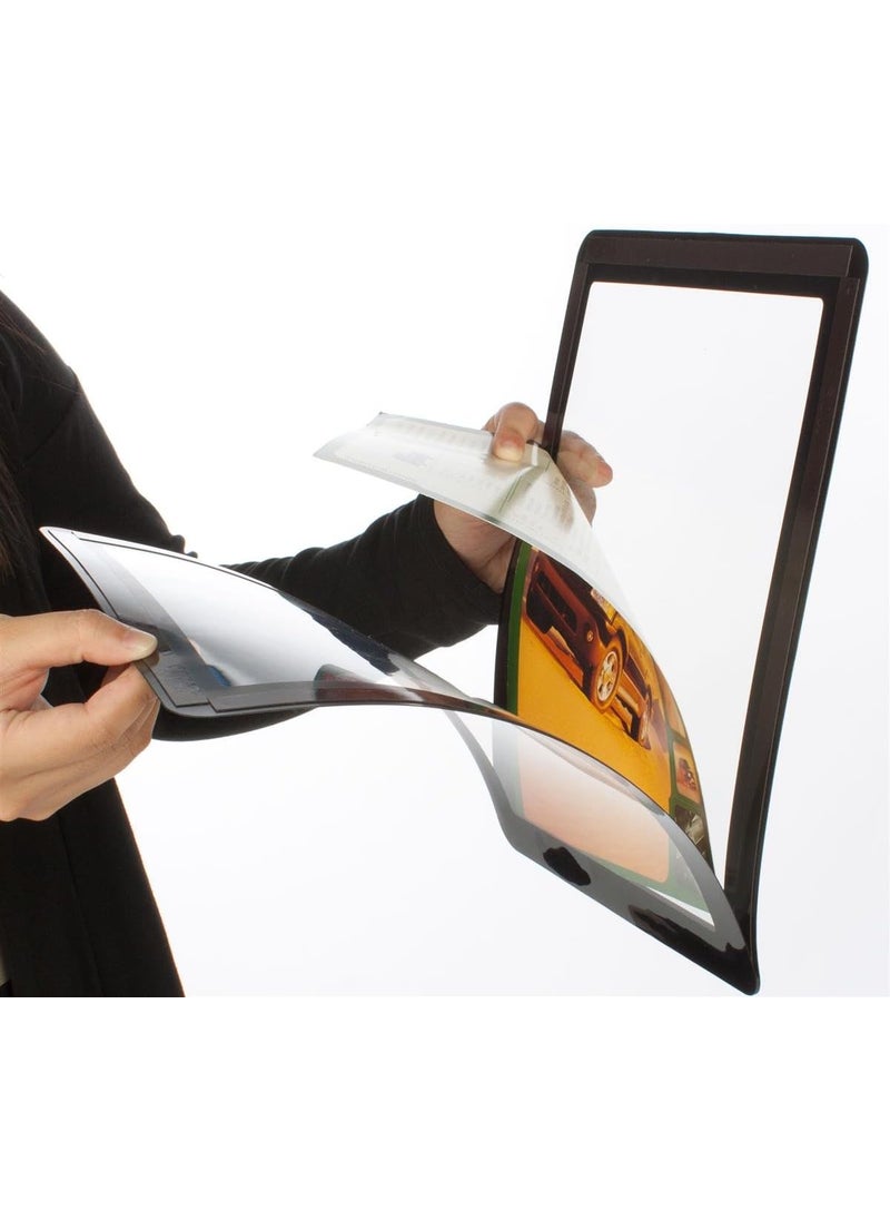 Displays2go Displays2go Set of 2 Window Poster Holders 85 x 11 Glass Door Sign Holder with Adhesive Dots for Door Mount Black Sign Holder WS8511BLK  - Image 2
