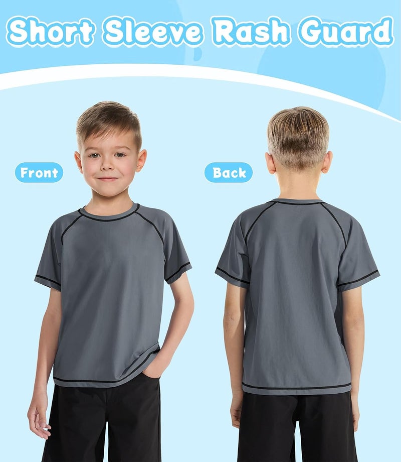 Zoofly Boys Rash Guard Swim Shirt Short Sleeve UPF 50+ Sun Protection Rash Vest Toddler Kids Rashguard Swimming Shirt - Image 4