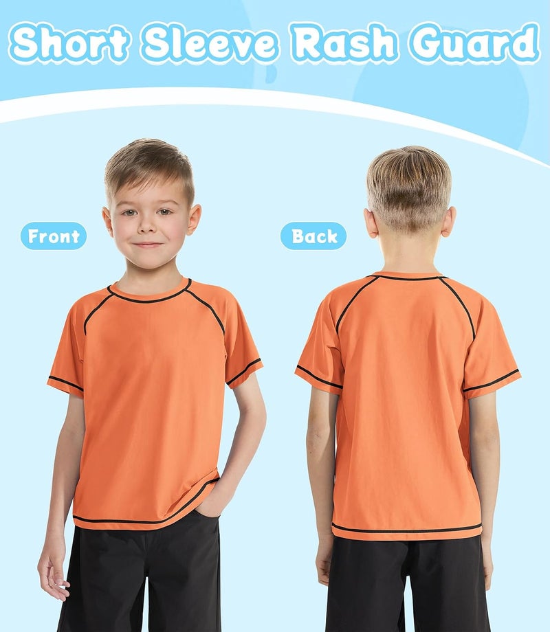 Zoofly Boys Rash Guard Swim Shirt Short Sleeve UPF 50+ Sun Protection Rash Vest Toddler Kids Rashguard Swimming Shirt - Image 2