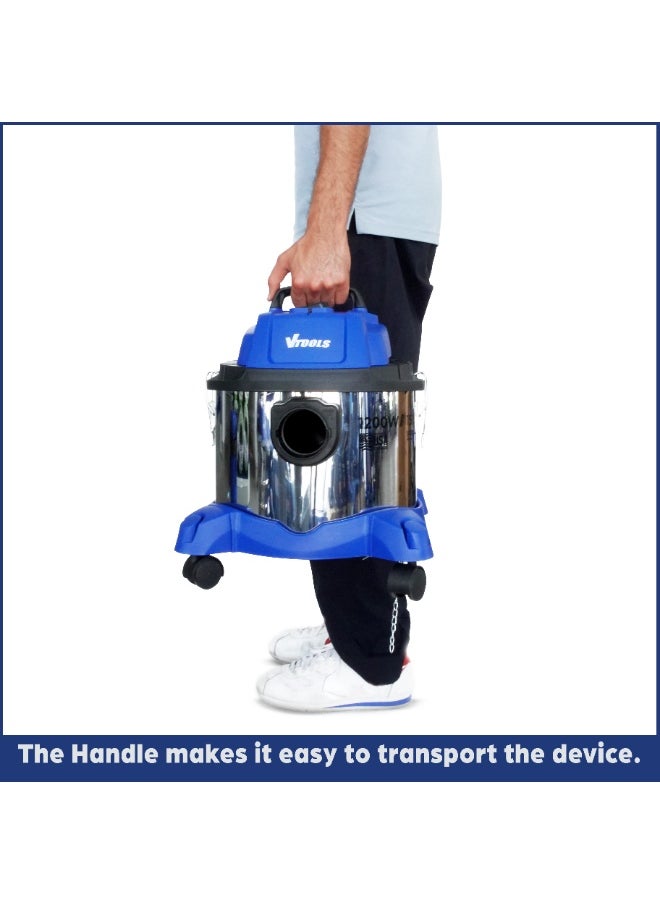 VTOOLS VTOOLS 1200W 15L Wet Dry Vacuum Cleaner with Powerful Suction  - Image 3