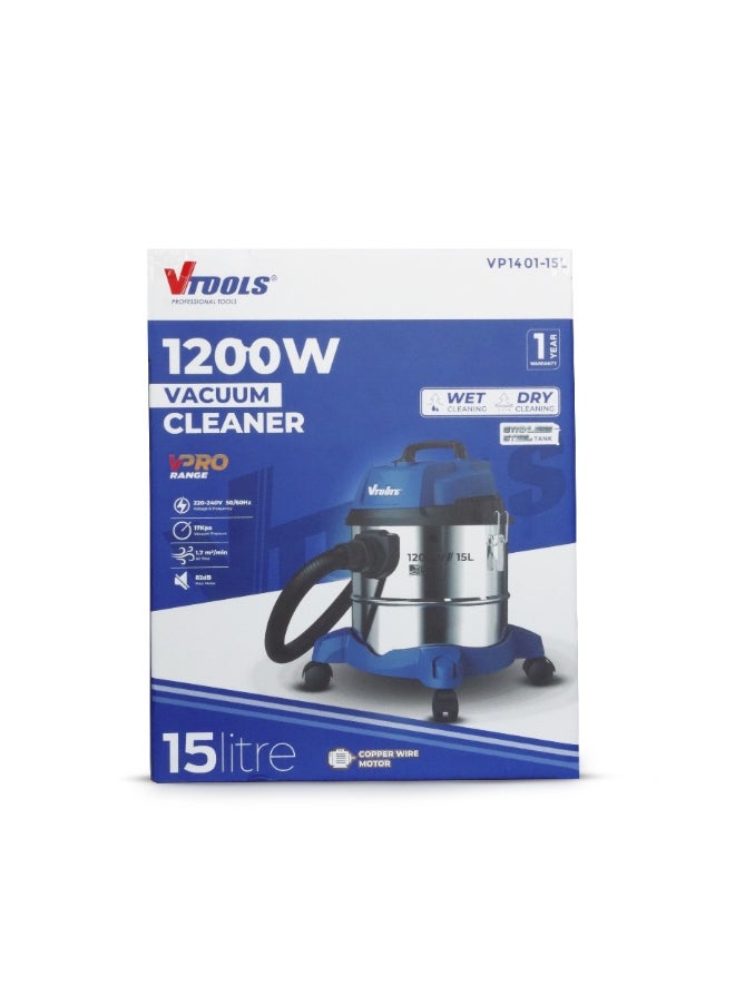 VTOOLS VTOOLS 1200W 15L Wet Dry Vacuum Cleaner with Powerful Suction  - Image 5