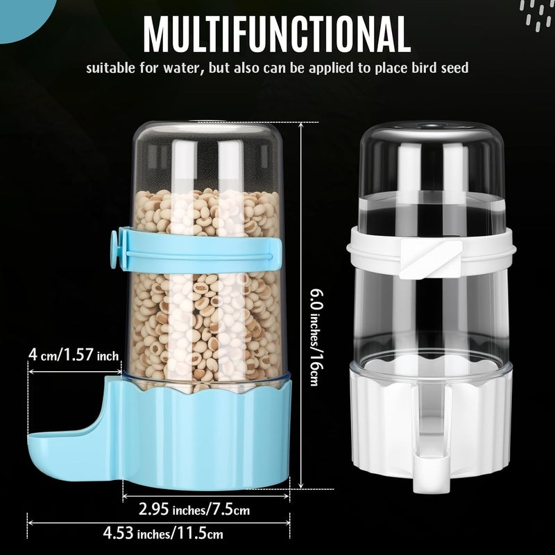 Weewooday 4 Pieces Automatic Bird Feeder Cage Water Dispenser Bird Water Feeder Hamster Cage Waterer Accessory Drinker Bottle for Hamster Parrot(Cute Style,Blue, White,490 ml) - Image 2