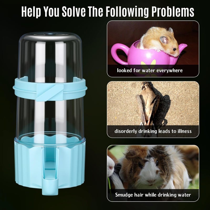 Weewooday 4 Pieces Automatic Bird Feeder Cage Water Dispenser Bird Water Feeder Hamster Cage Waterer Accessory Drinker Bottle for Hamster Parrot(Cute Style,Blue, White,490 ml) - Image 5