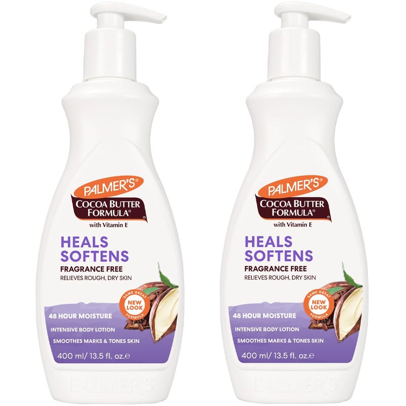 PALMER'S Palmers Cocoa Butter Formula Heals Softens Fragrance Free Body Lotion 400ml Pack of 2 