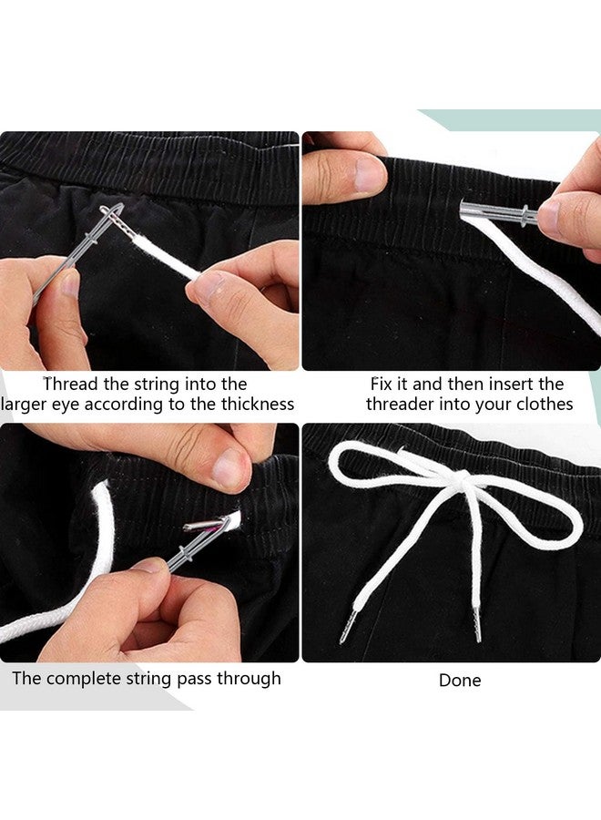 BOROLA BOROLA 51 Inch 2Pcs Cotton drawstring cord Replacement Drawstrings for Sweatpants and Shorts，Universal Drawstring Hoodies，Premium Hoodie String Replacement，With Easy Metal Threader.（Black Flat+Silver）  - Image 4