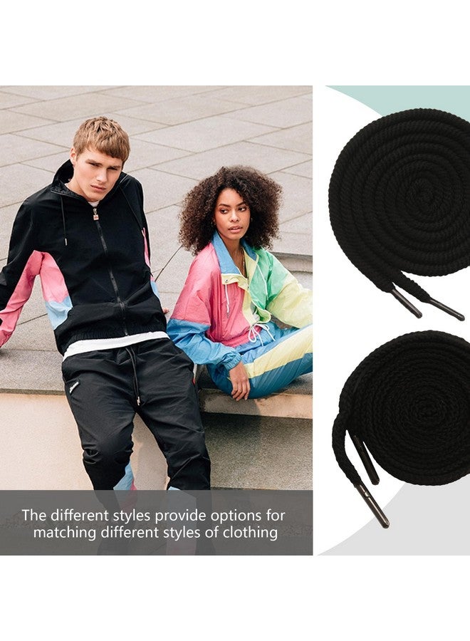 BOROLA BOROLA 51 Inch 2Pcs Cotton drawstring cord Replacement Drawstrings for Sweatpants and Shorts，Universal Drawstring Hoodies，Premium Hoodie String Replacement，With Easy Metal Threader.（Black Flat+Silver）  - Image 5