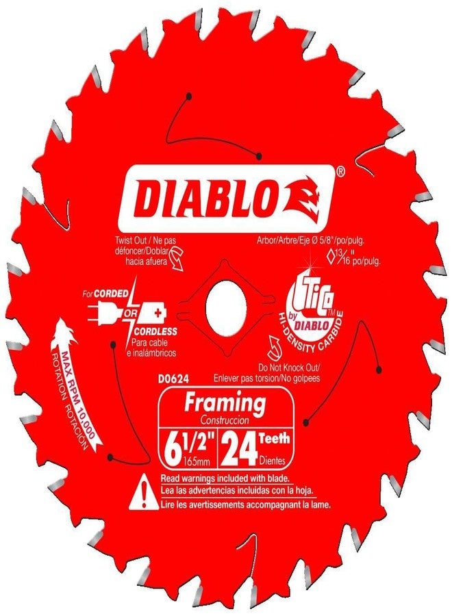 Diablo D0624A: 6-1/2" x 24-Teeth Framing Saw Blade for Wood - Image 3