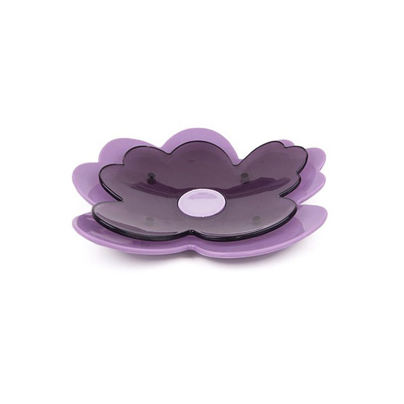 ornerx Double Layers 55 Purple Flowers Soap Dish Bathroom Accessories