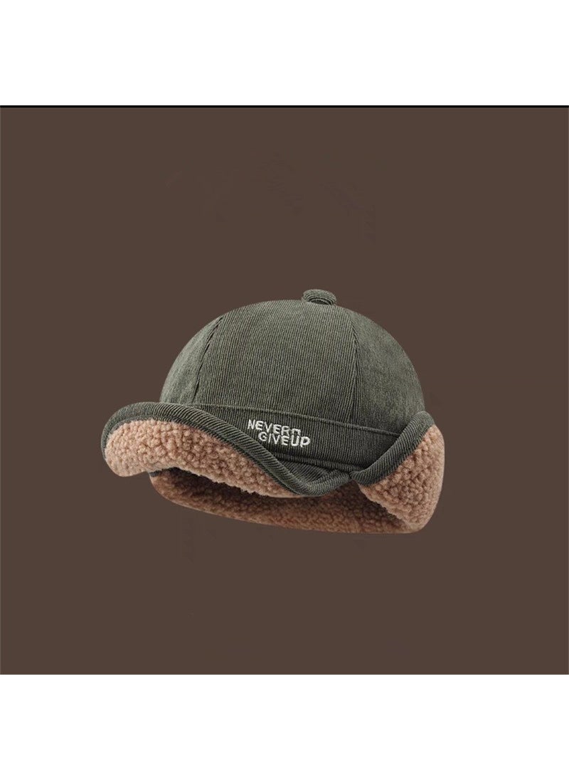 Thickened Lamb Wool Warm Duckbill Cap Creamy-white