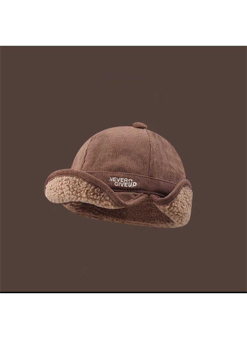 Thickened Lamb Wool Warm Duckbill Cap Creamy-white