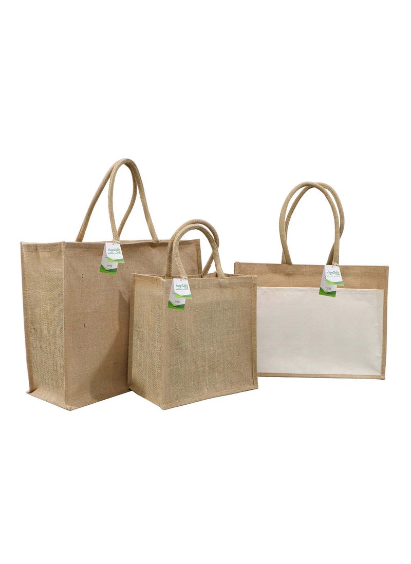 teggbag teggbag Reusable Multi Purpose Shopping and Beach Jute Bags Pack of 6  - Image 4