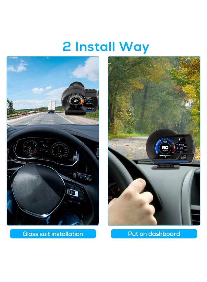 Car High Definition Heads Up Display Speedometer, Car HUD Head Up Display, OBD Smart Gauge, Works Great for Most Cars - Image 3