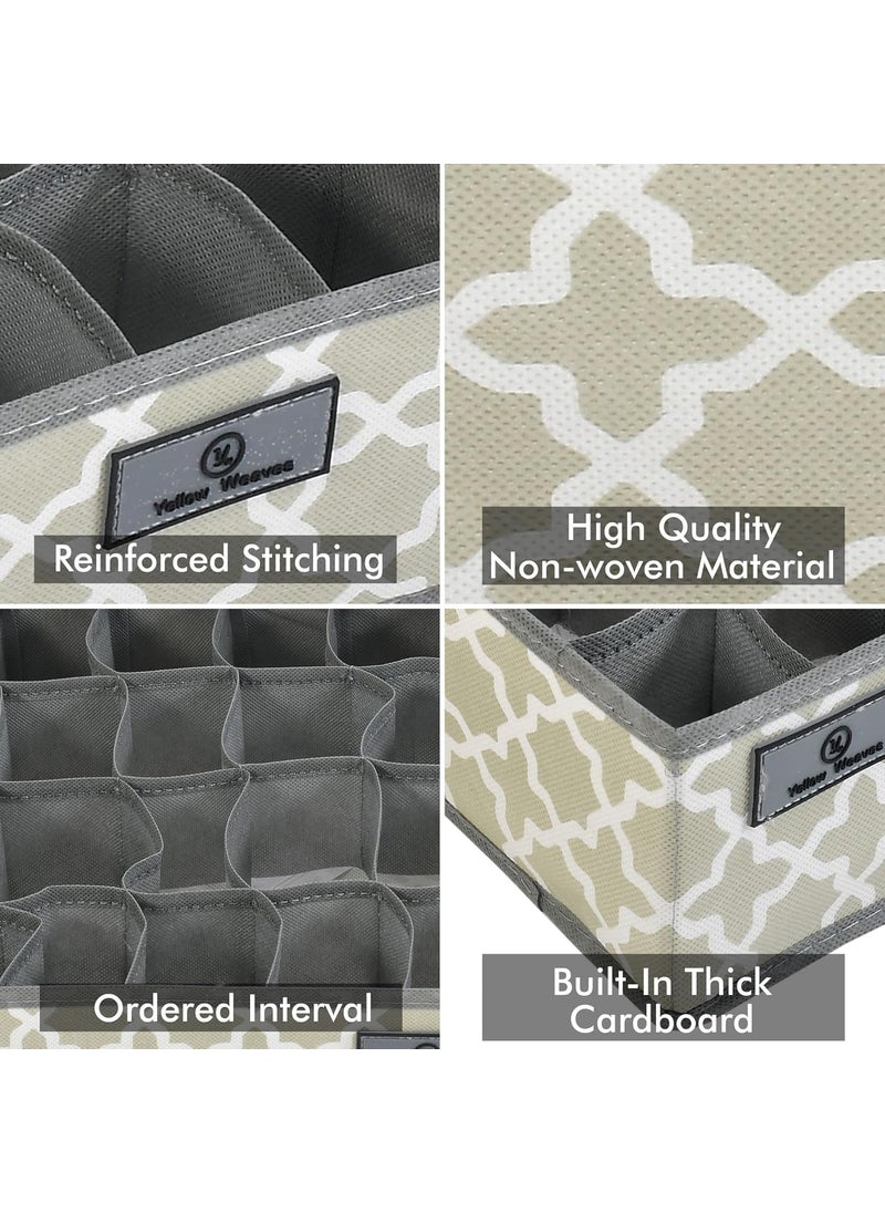 Yellow Weaves - Yellow Weaves Rectangular Undergarments Organizer/Foldable Storage Boxes for Drawers, Set of 4 (Beige) - Image 1