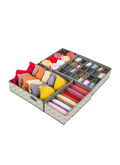 Yellow Weaves Rectangular Undergarments Organizer/Foldable Storage Boxes for Drawers, Set of 4 (Beige)