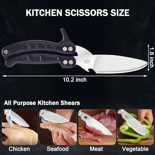 SLEMOON Kitchen Shears Heavy Duty Poultry Shears Meat Cutting Dishwasher Safe and Stainless Food Kitchen Scissors for Chicken Turkey Thanksgiving,Black - Image 5