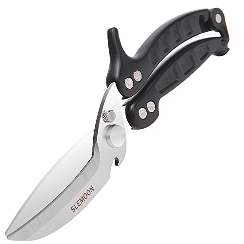 SLEMOON Kitchen Shears Heavy Duty Poultry Shears Meat Cutting Dishwasher Safe and Stainless Food Kitchen Scissors for Chicken Turkey Thanksgiving,Black - Image 1